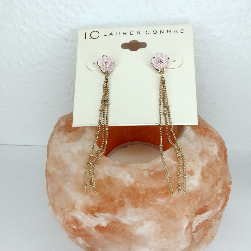 Lauren Conrad Lilac Gold Tone Threader Women's Earrings Minimalist